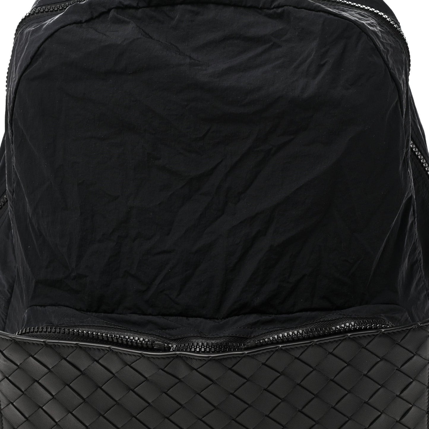 Nappa Nylon Intreccio Packable Backpack Black