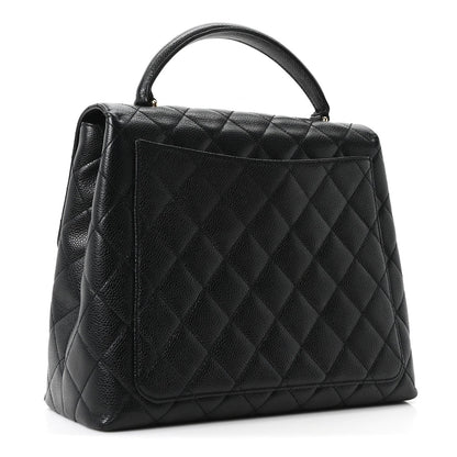 Caviar Quilted Jumbo Kelly Flap Black