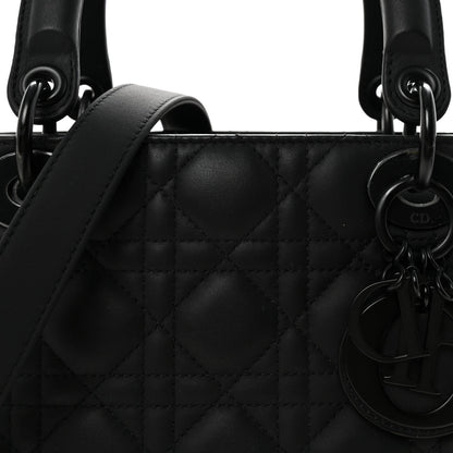 Ultra Matte Calfskin Cannage Medium Lady Dior Black