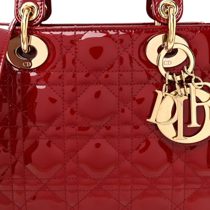 Patent Cannage Small Lady Dior Cherry Red