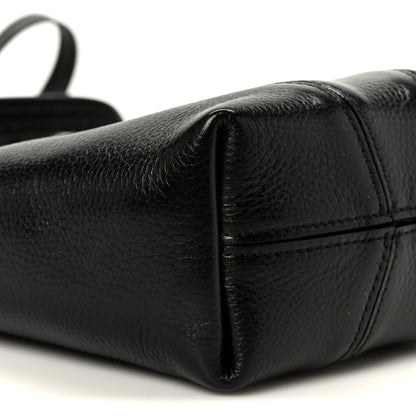 Grained Calfskin Small Spin Tote Black