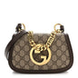 GG Supreme Monogram Textured Dollar Calfskin Mini Blondie Chain Shoulder Flap Bag Beige Ebony New Acero