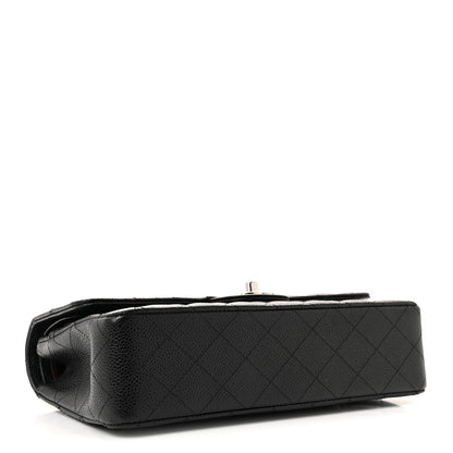 Caviar Quilted Medium Double Flap Black