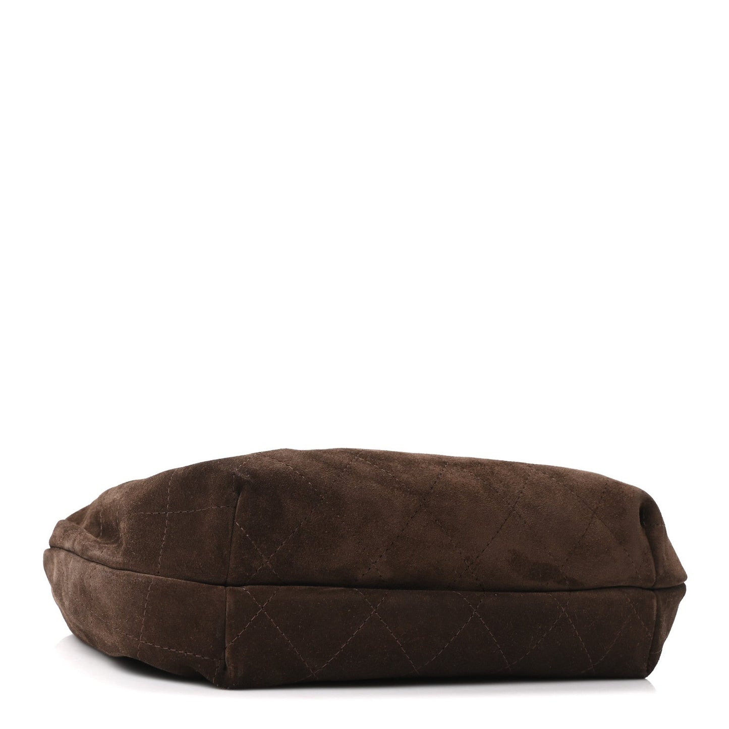 Suede Calfskin Plexiglass Tortoise Shell Quilted Pouch Dark Brown