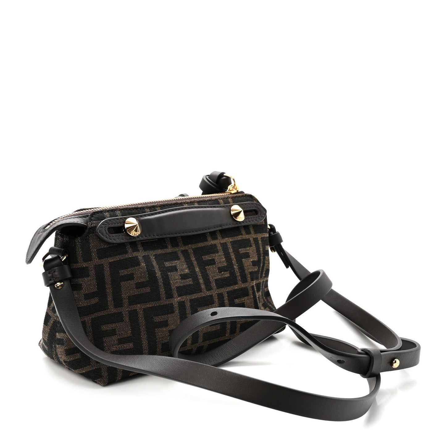 Vitello Grace Jacquard FF Mini By The Way Boston Bag Tobacco Moro Ebano