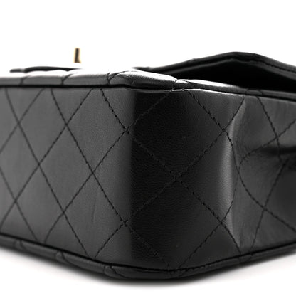 Lambskin Quilted Mini Rectangular Flap Black