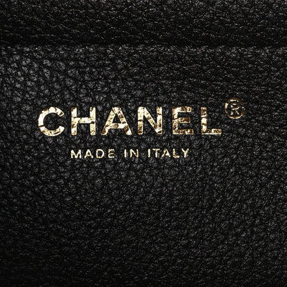 Grained Calfskin Stitched Urban Essentials Small Shopping Bag Black