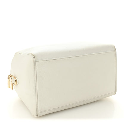 Grained Calfskin Palazzo Bowler White