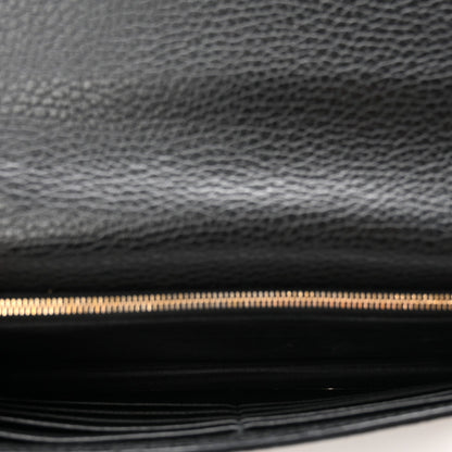 Dollar Calfskin Medium Betty Chain Wallet Black