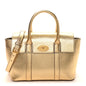 Metallic Printed Goatskin Small Bayswater Satchel Gold