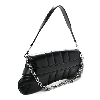 Nappa Vertical Matelasse Medium Maxi Horsebit Chain Shoulder Bag Black