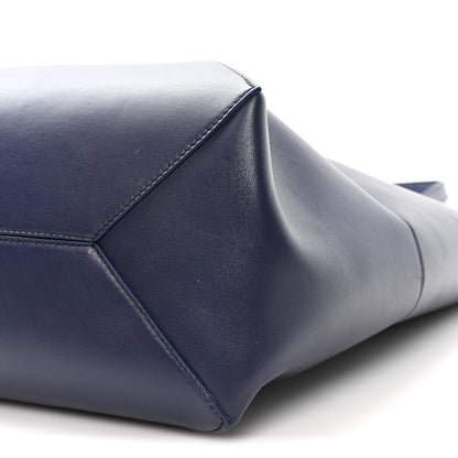 Shiny Calfskin XL Puzzle Fold Tote Abyss Blue