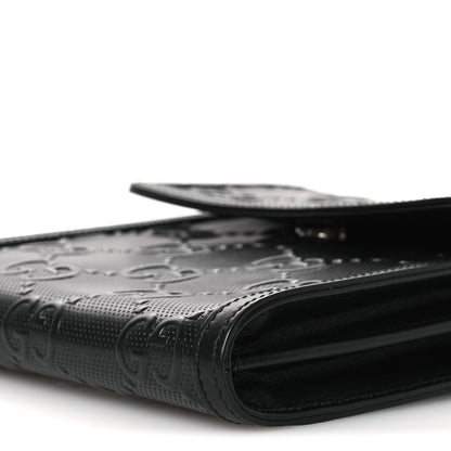 Calfskin GG Tennis Embossed Messenger Bag Black
