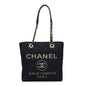 Lurex Canvas Mini Deauville Tote Navy Blue Gold
