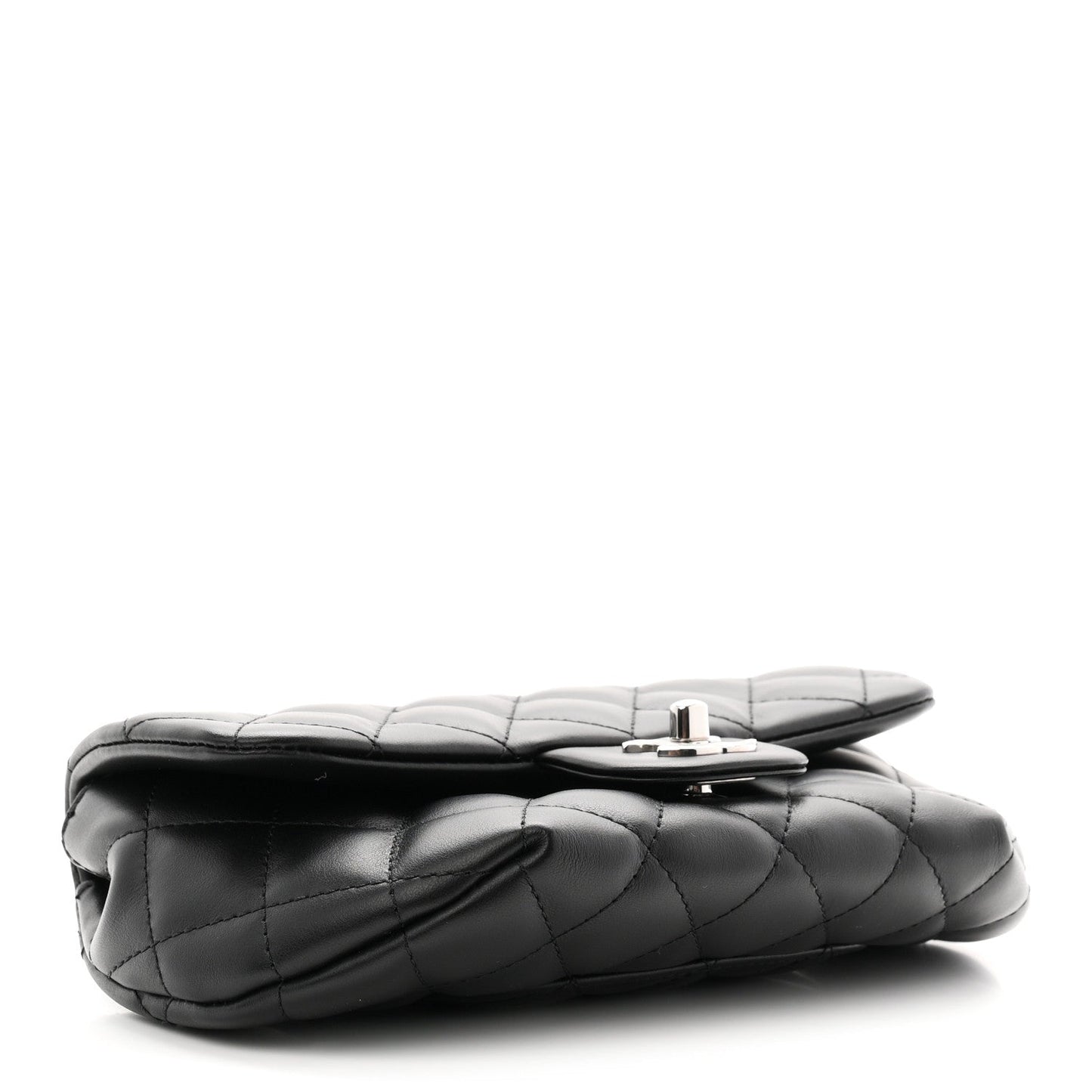 Calfskin Quilted CC Uniform Flap Belt Bag Black