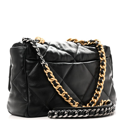 Lambskin Quilted Large Chanel 19 Flap Black