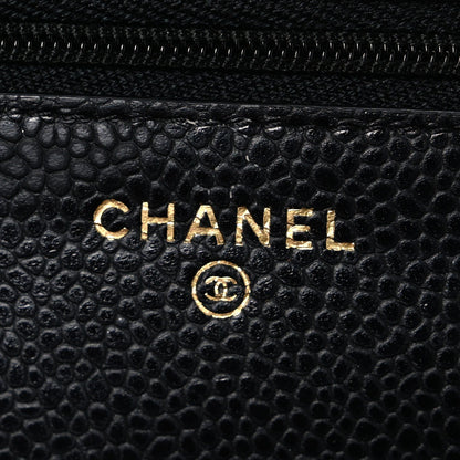 Caviar Quilted Wallet on Chain WOC Black
