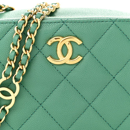 Caviar Quilted Mini CC You Camera Case Dark Green