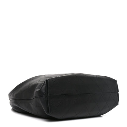 Calfskin Quilted Small Maxi Hobo Black