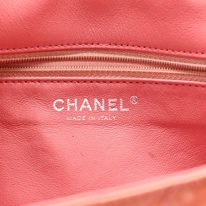 Patent Chevron Quilted Medium Single Flap Pink