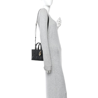 Calfskin Macrocannage Mini Book Tote Black
