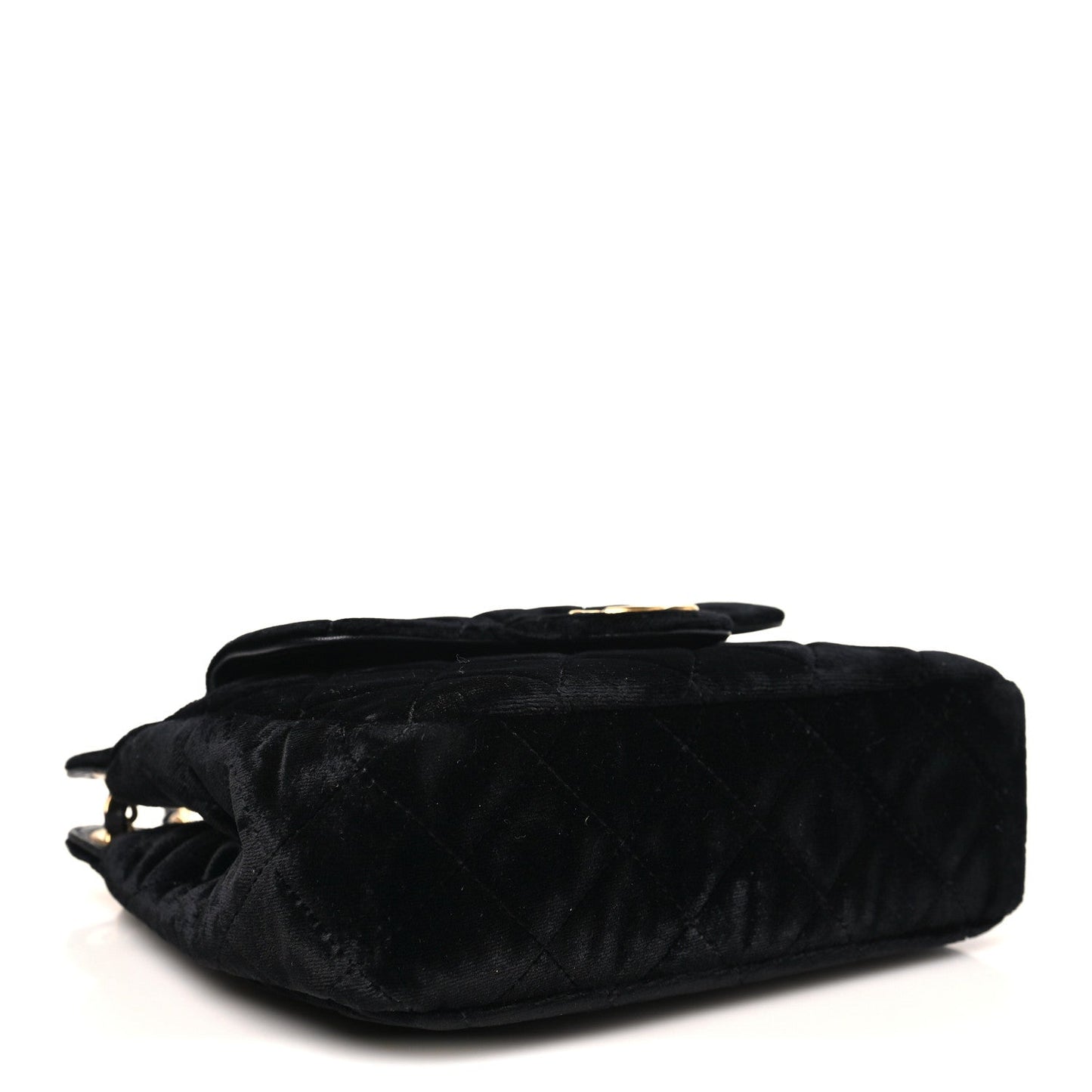 Velvet Quilted Small Wavy CC Hobo Black