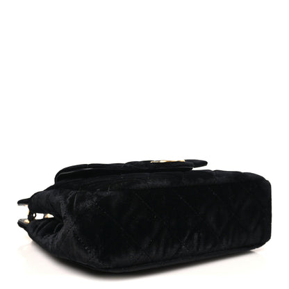 Velvet Quilted Small Wavy CC Hobo Black