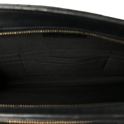 Lambskin Quilted Square Front Pocket Clutch With Chain Black