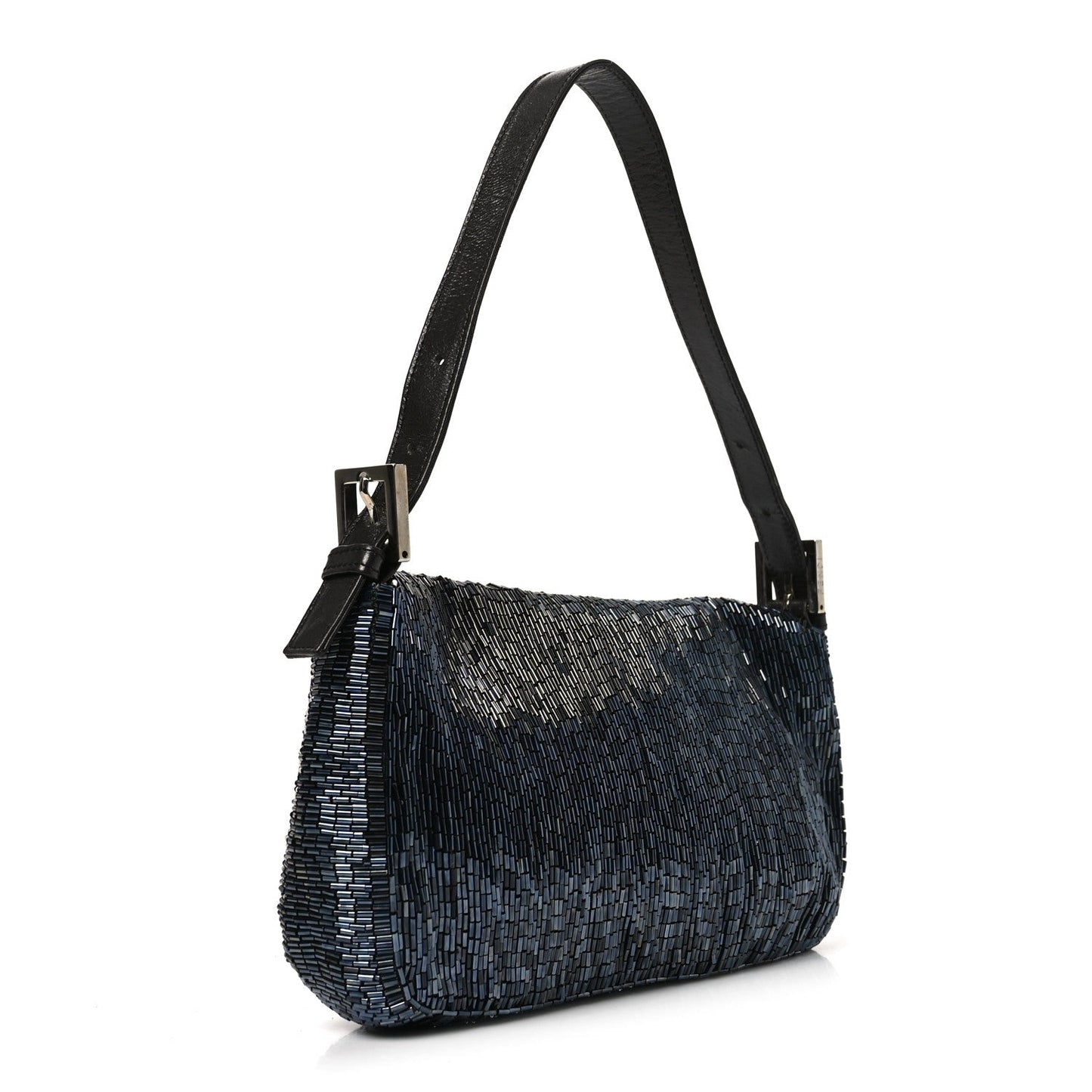 Satin Beaded Baguette Blue Brown