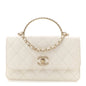 Lambskin Quilted Crystal Top Handle Rectangular Flap White