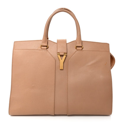 Textured Calfskin Large Cabas ChYc Beige