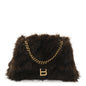 Faux Fur Medium Crush Chain Bag Brown