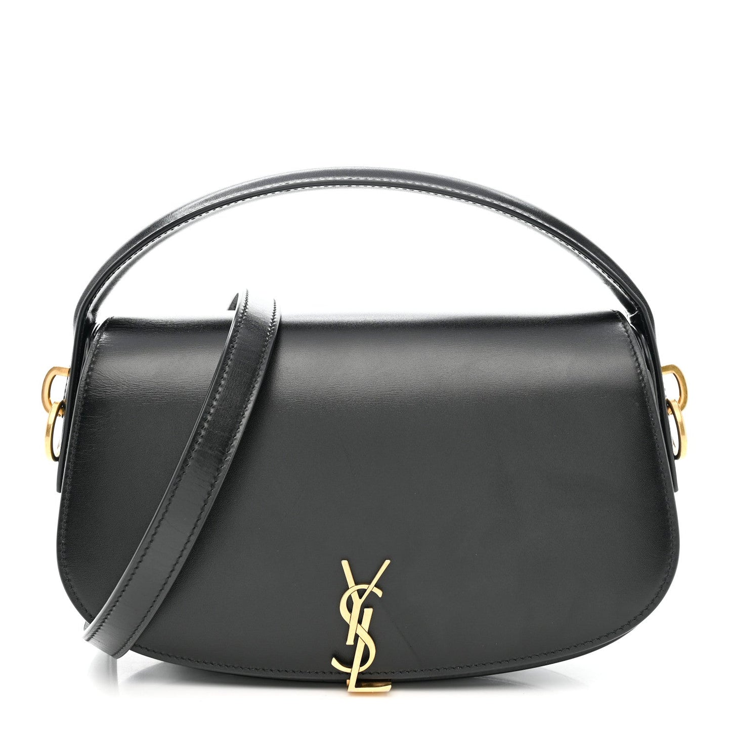 Box Calfskin Voltaire Top Handle Crossbody Bag Black