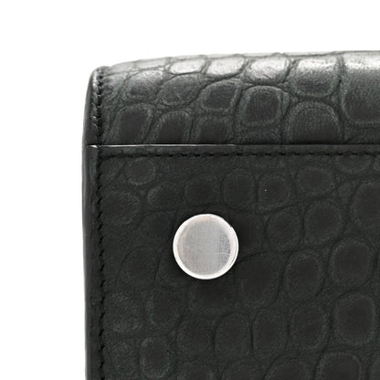 Calfskin Crocodile Embossed Baby Sac de Jour Dusty Black