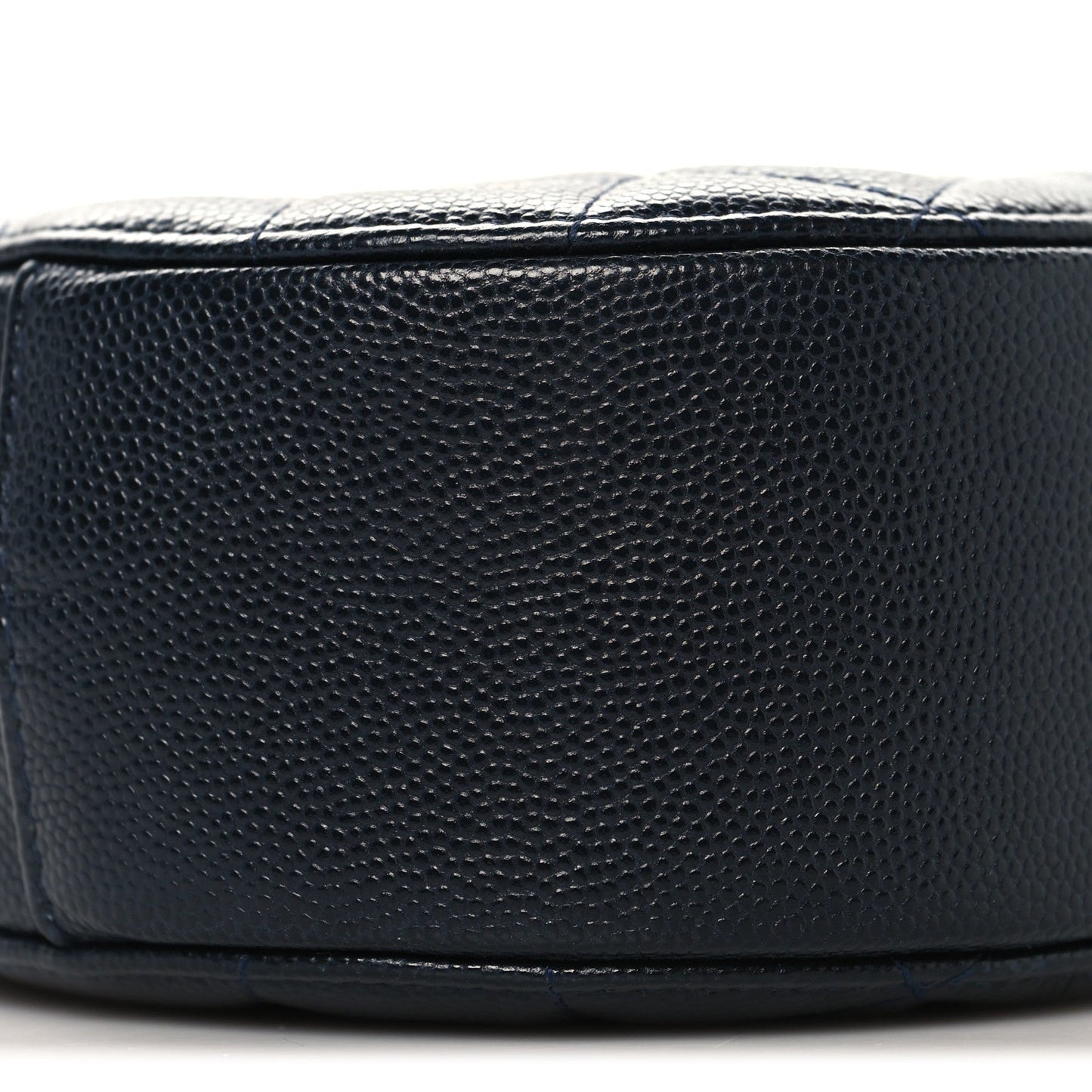 Caviar Quilted Round Clutch With Chain Navy
