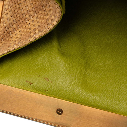 Prada Triangle Logo Plate Straw Shoulder Bag