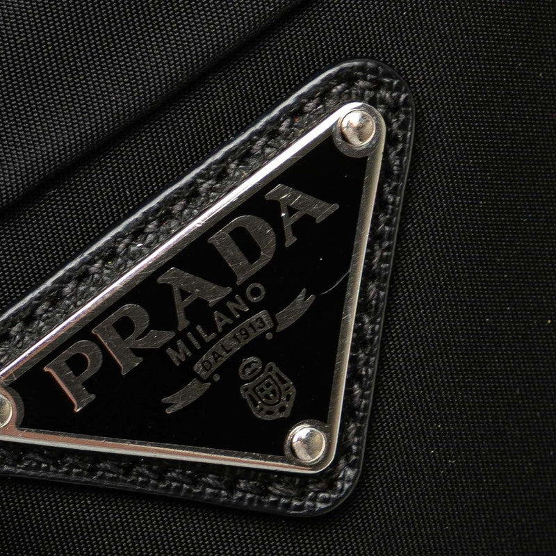 Prada Triangle Logo Plate Nylon Leather Shoulder Bag