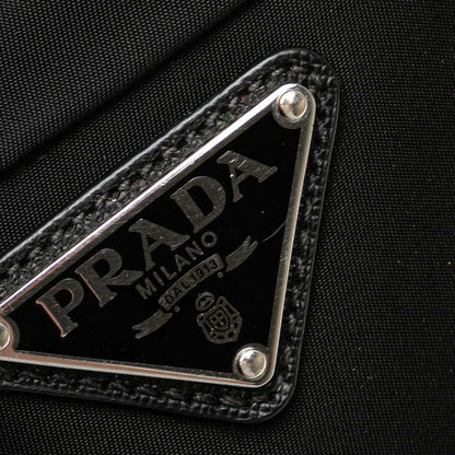 Prada Triangle Logo Plate Nylon Leather Shoulder Bag