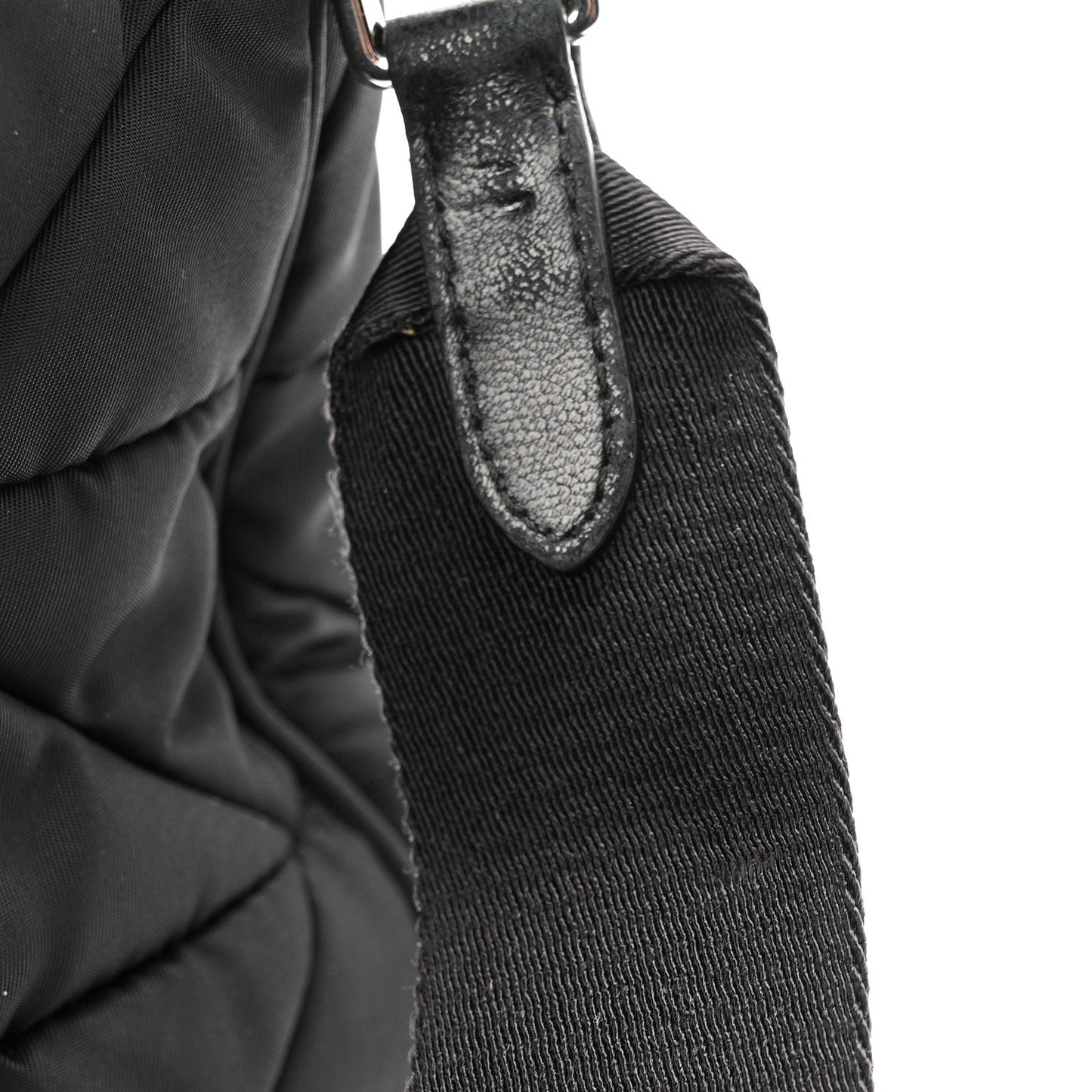Re-Nylon Quilted Padded Flap Shoulder Bag Black