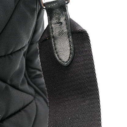 Re-Nylon Quilted Padded Flap Shoulder Bag Black