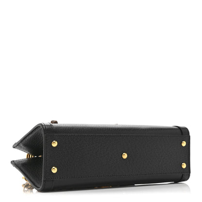 Textured Dollar Calfskin Web Small Diana Shoulder Bag  Black