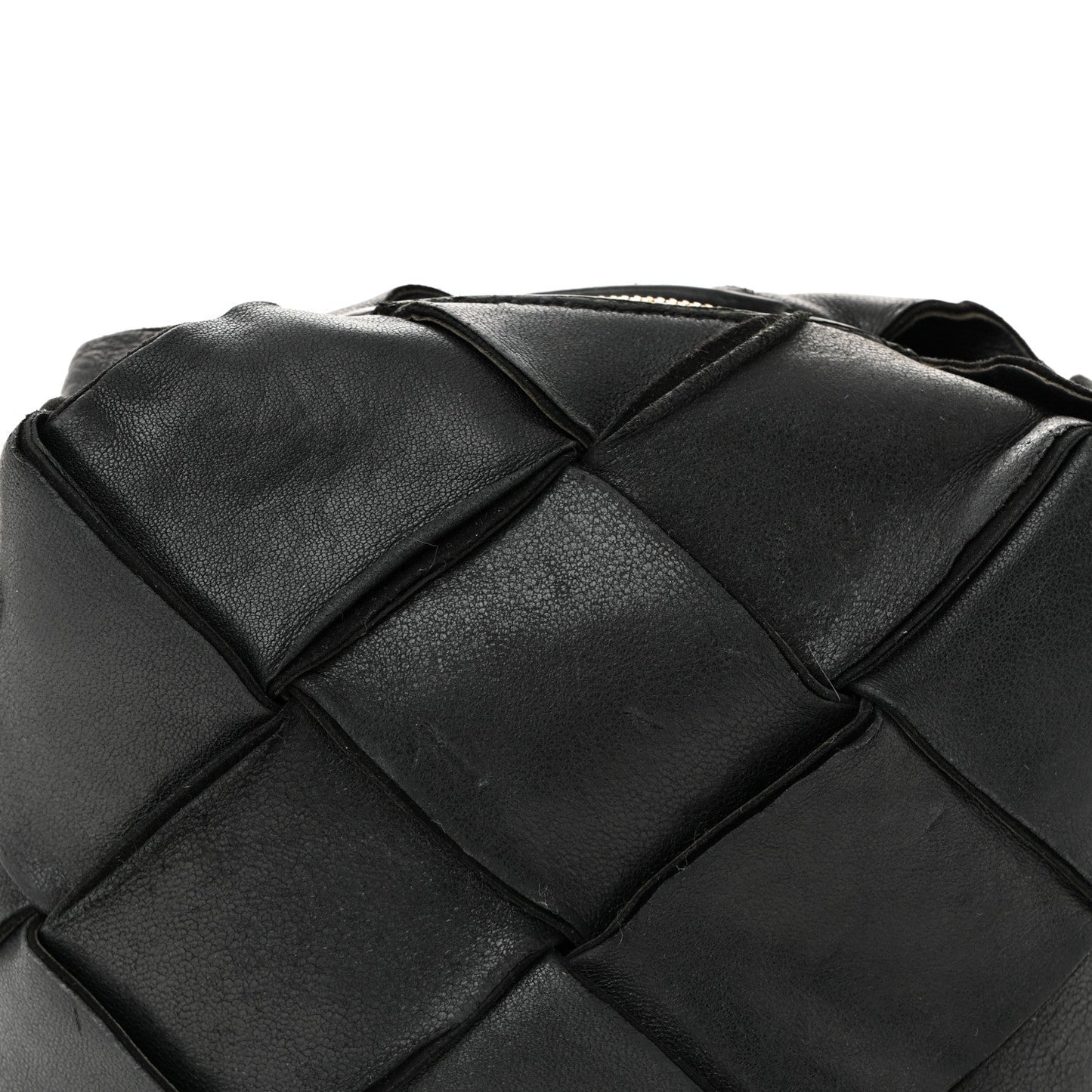 Lambskin Maxi Intrecciato Mini Cassette Camera Bag Black