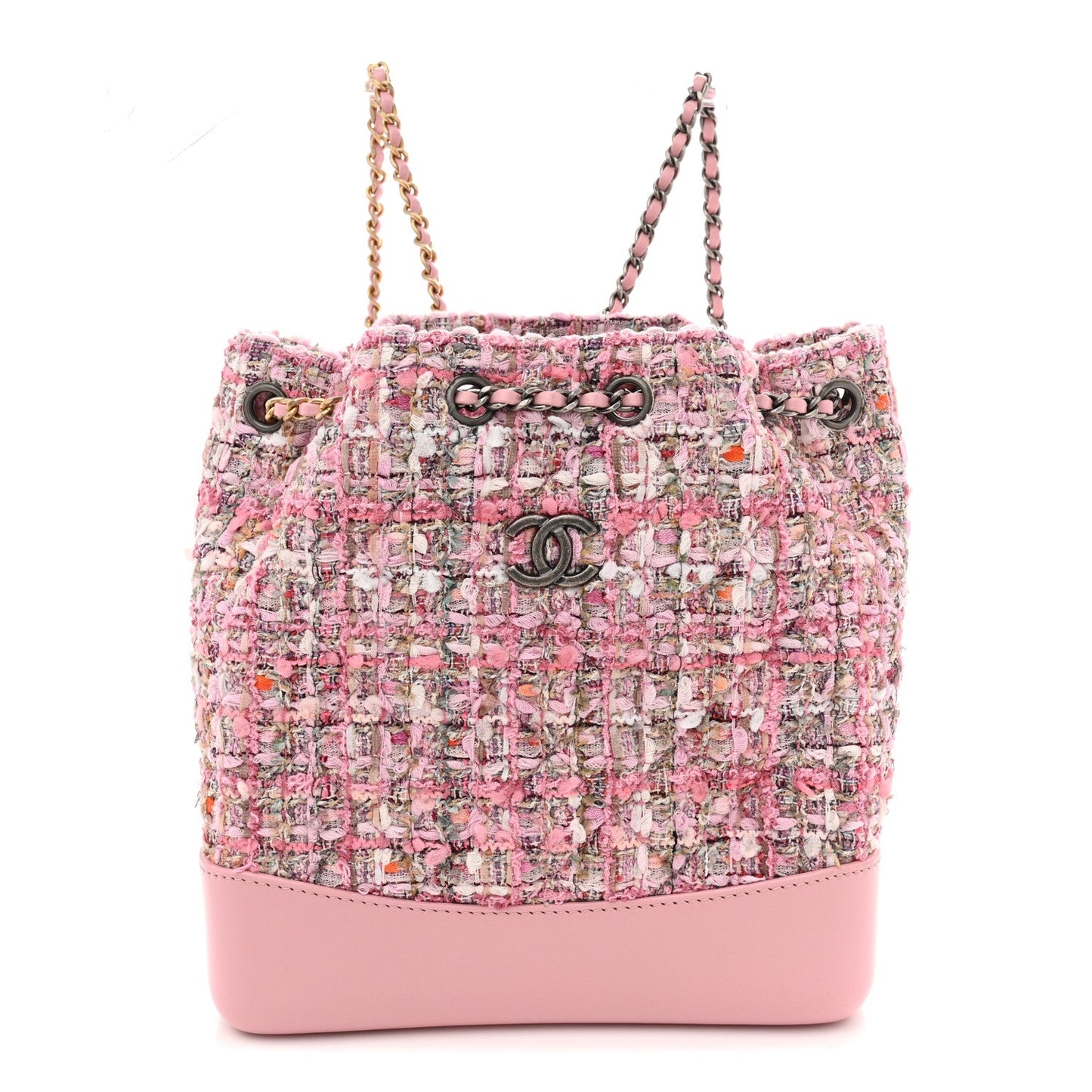 Tweed Calfskin Quilted Gabrielle Backpack Pink