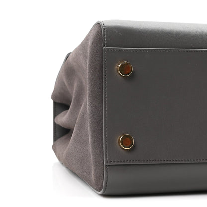 Calfskin Crocodile Embossed Medium Moujik Top Handle Bag Fog