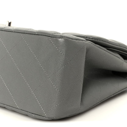 Caviar Quilted Jumbo Double Flap Grey