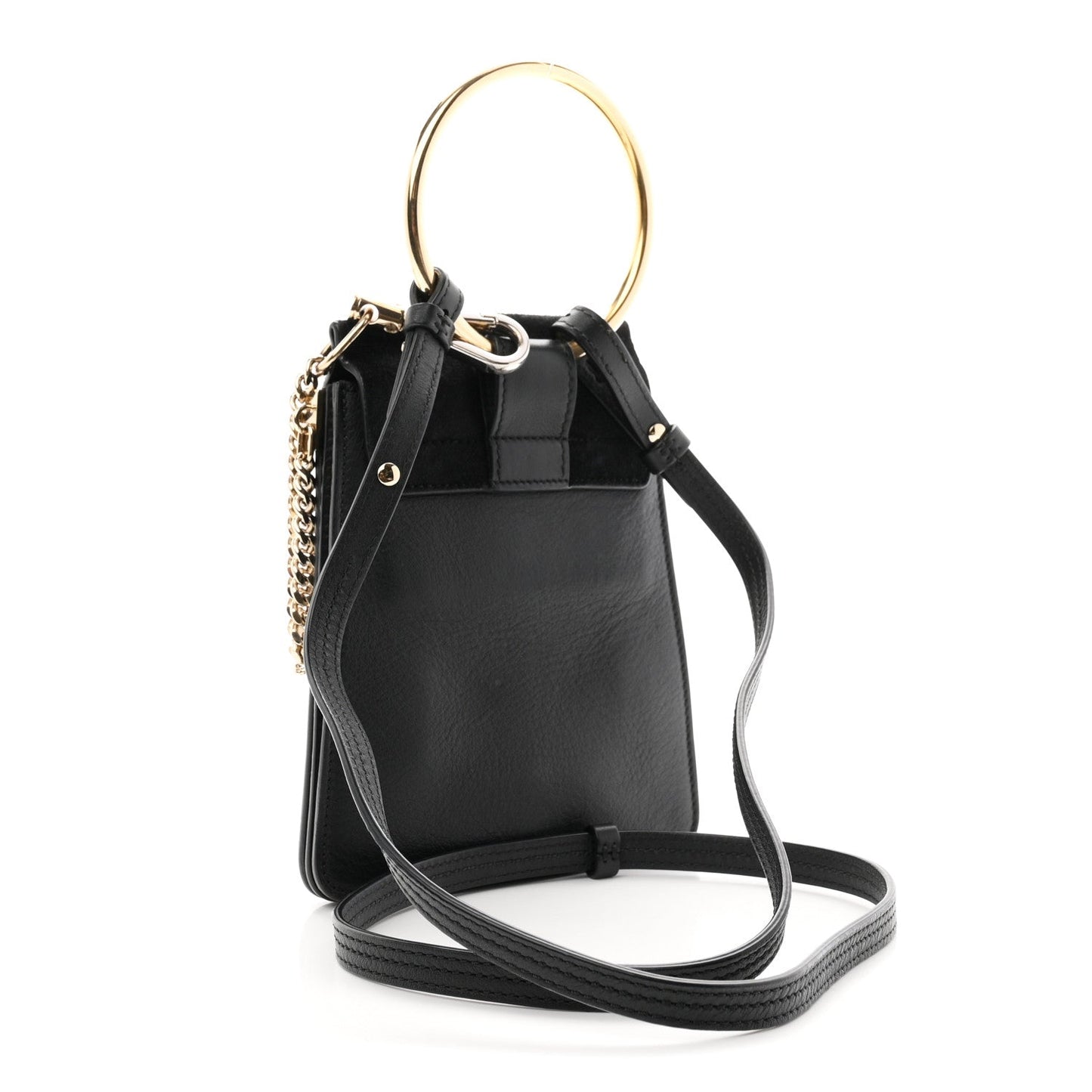 Suede Calfskin Mini Faye Bracelet Bag Black