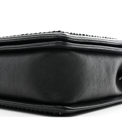 Calfskin Quilted Large Boy Top Handle Flap Black