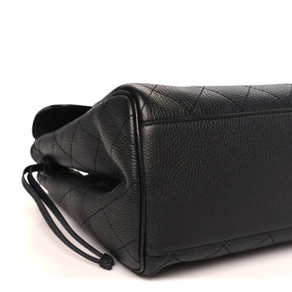 Grained Calfskin Stitched Urban Essentials Large Shopping Bag Black