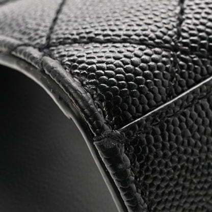 Grain De Poudre Textured Mixed Matelasse Triquilt Medium Monogram Monochrome Satchel Black