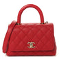Caviar Lizard Embossed Quilted Extra Mini Coco Handle Flap Red